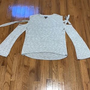 Express tan cold shoulder sweater. Size S